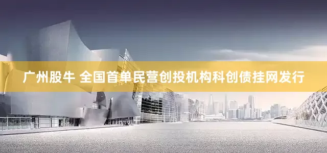广州股牛 全国首单民营创投机构科创债挂网发行