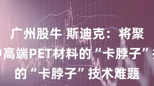 广州股牛 斯迪克：将聚焦攻克中高端PET材料的“卡脖子”技术难题