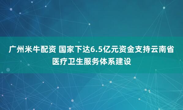 广州米牛配资 国家下达6.5亿元资金支持云南省医疗卫生服务体系建设